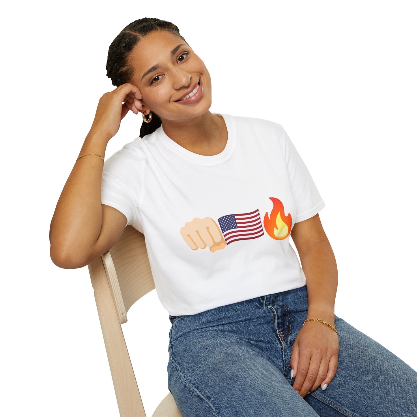Patriotic Fist Unisex Softstyle T-Shirt - Casual American Flag Tee