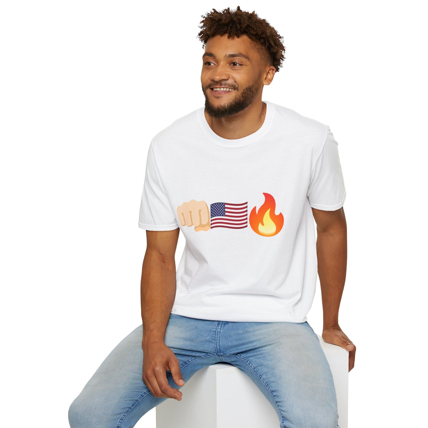Patriotic Fist Unisex Softstyle T-Shirt - Casual American Flag Tee