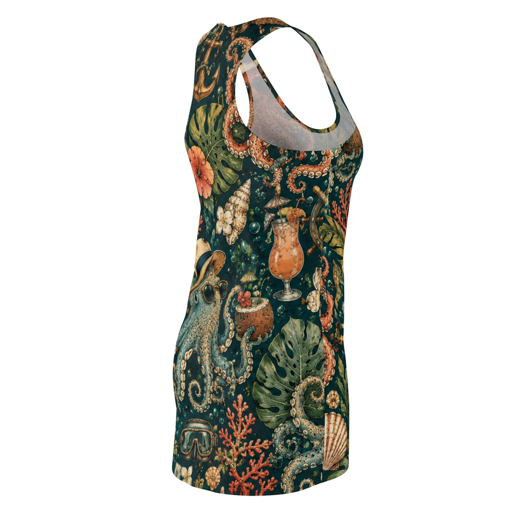 Octopus Garden Racerback Dress — Vintage Nautical Floral Print