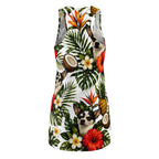Tropical Chihuahua Racerback Dress — Hawaiian Floral Pineapple & Coconut Print