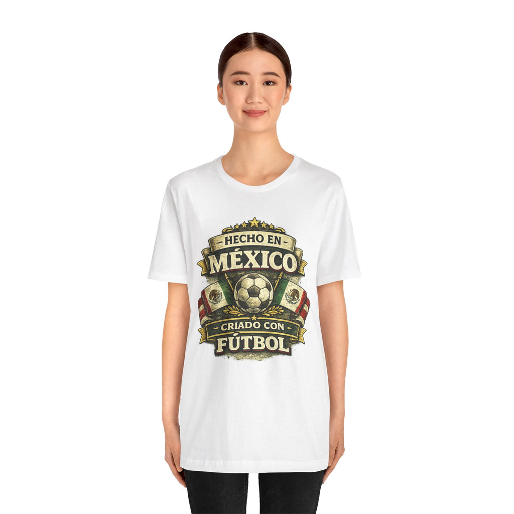 Mexico Soccer T‑Shirt — "Hecho en México, Criado con Fútbol" Vintage Football Tee