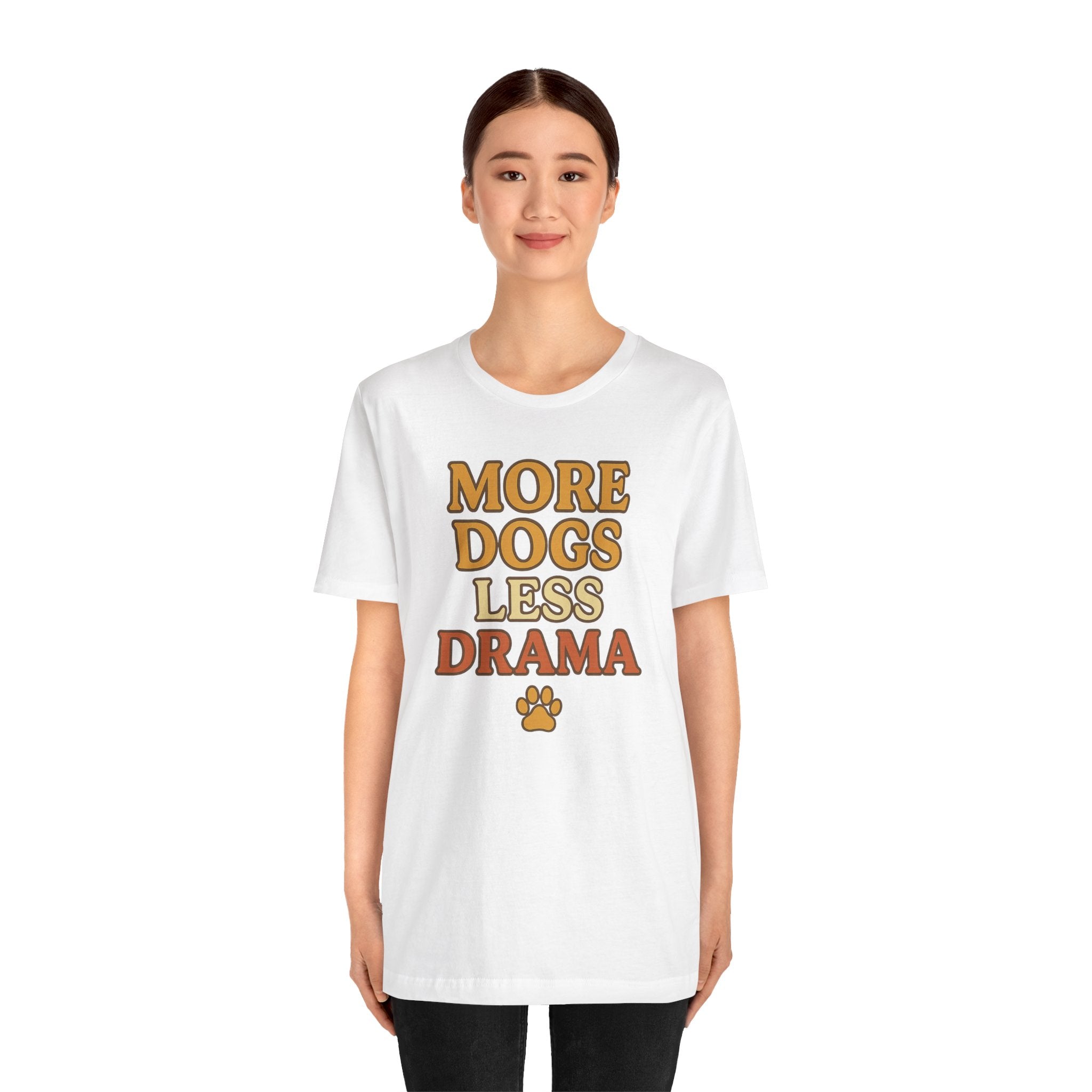More Dogs Less Drama T-Shirt — Retro Paw Print Dog Lover Tee