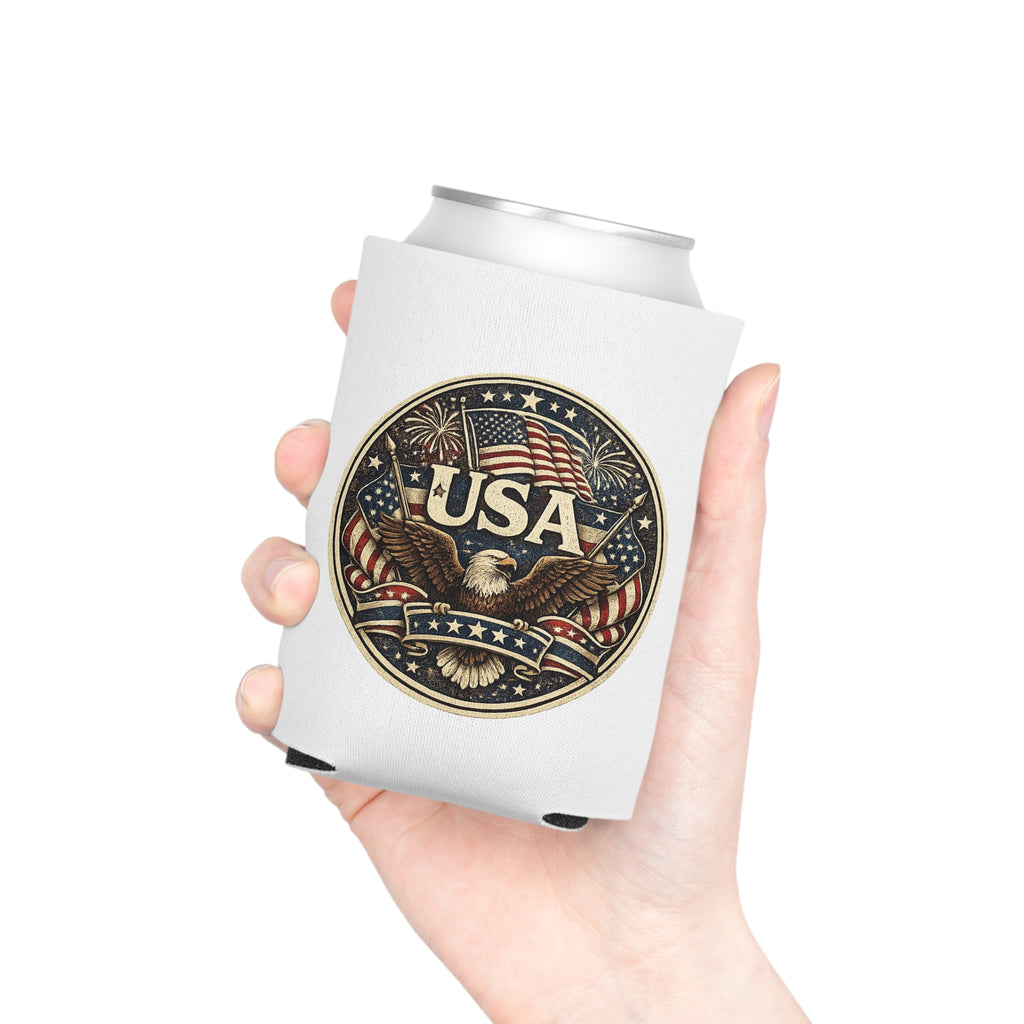 USA Eagle Can Cooler - Patriotic American Flag Beer Holder for 4th of July