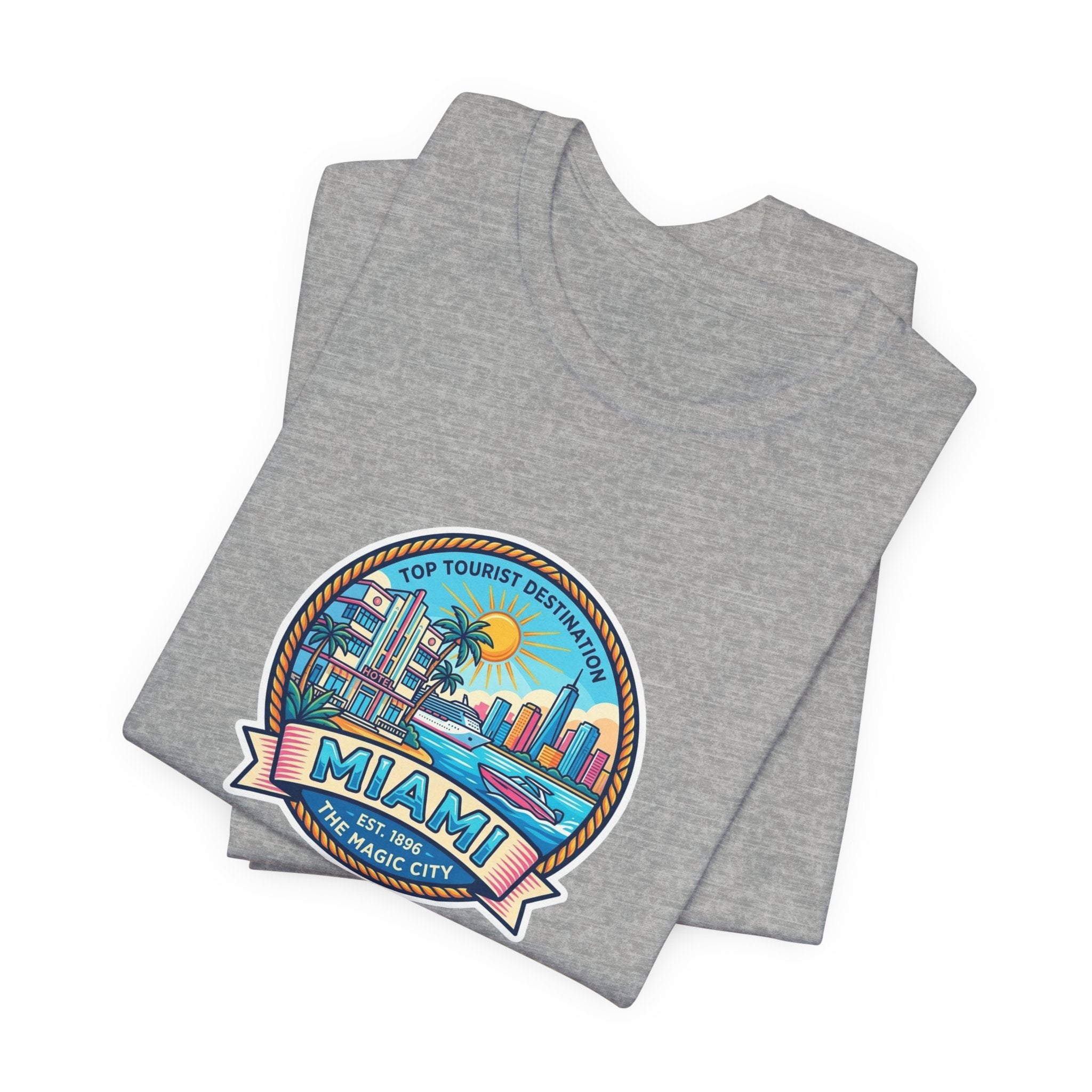 Miami Beach Vintage Logo Tee — Miami Skyline Sunset T‑Shirt
