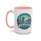 Miami Vintage Travel Accent Coffee Mug – 'Miami' Scenic Beach & Skyline Design (11/15oz)