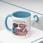 America Flag Accent Coffee Mug - Patriotic 11/15oz Tea Cup