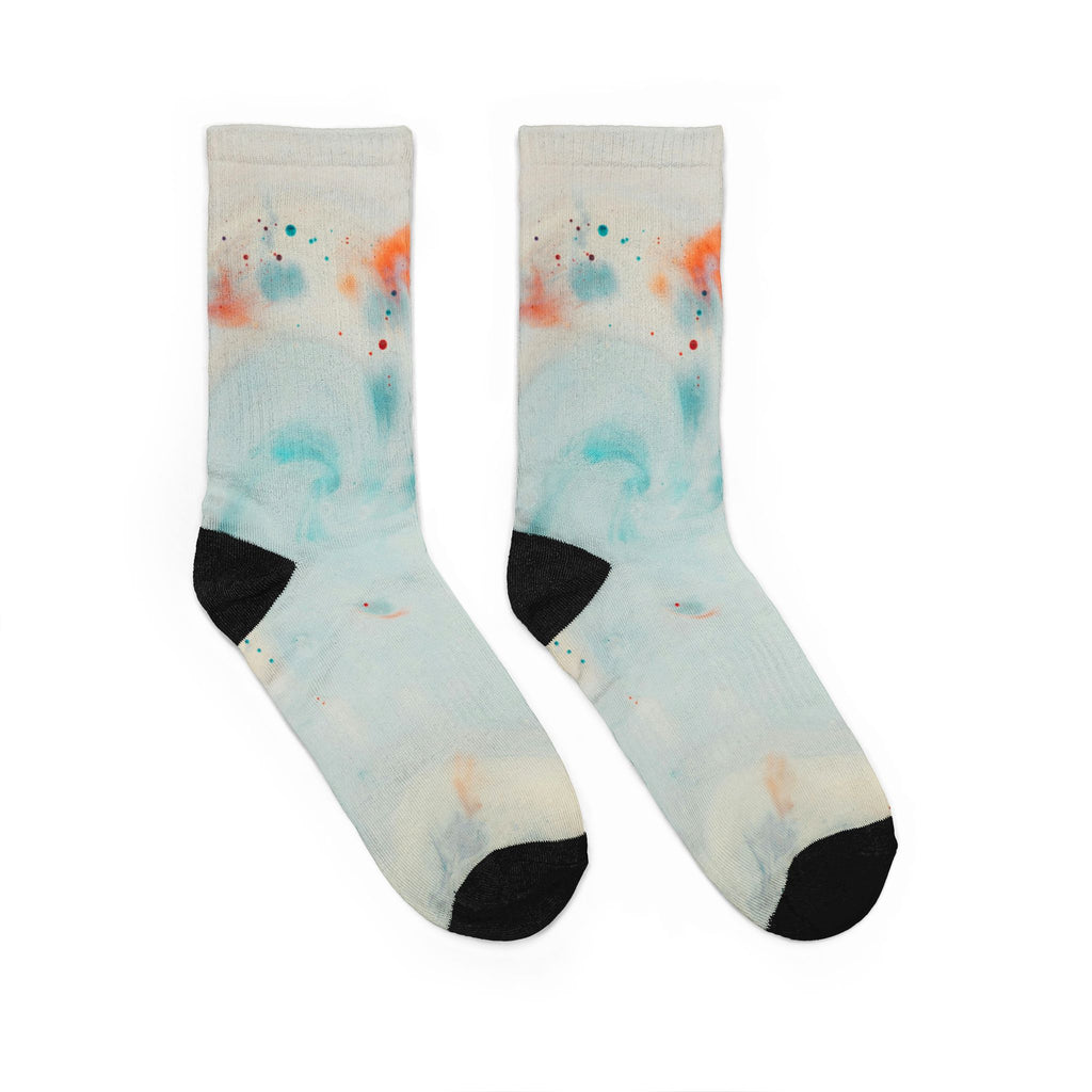 Abstract Watercolor Crew Socks — Soft Padded Tie-Dye Design