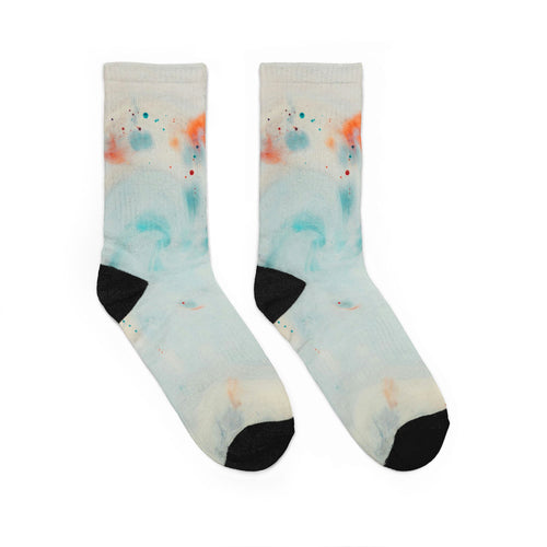 Abstract Watercolor Crew Socks — Soft Padded Tie-Dye Design