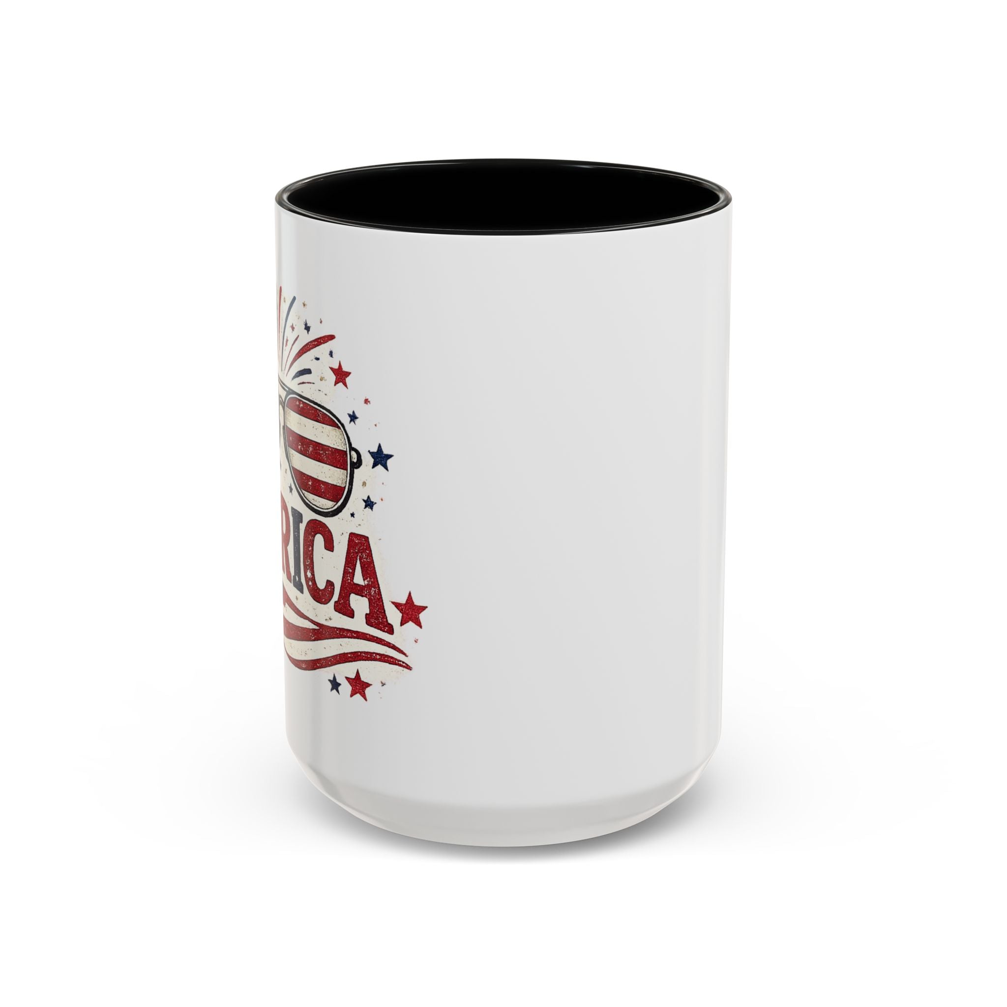 America Flag Accent Coffee Mug - Patriotic 11/15oz Tea Cup
