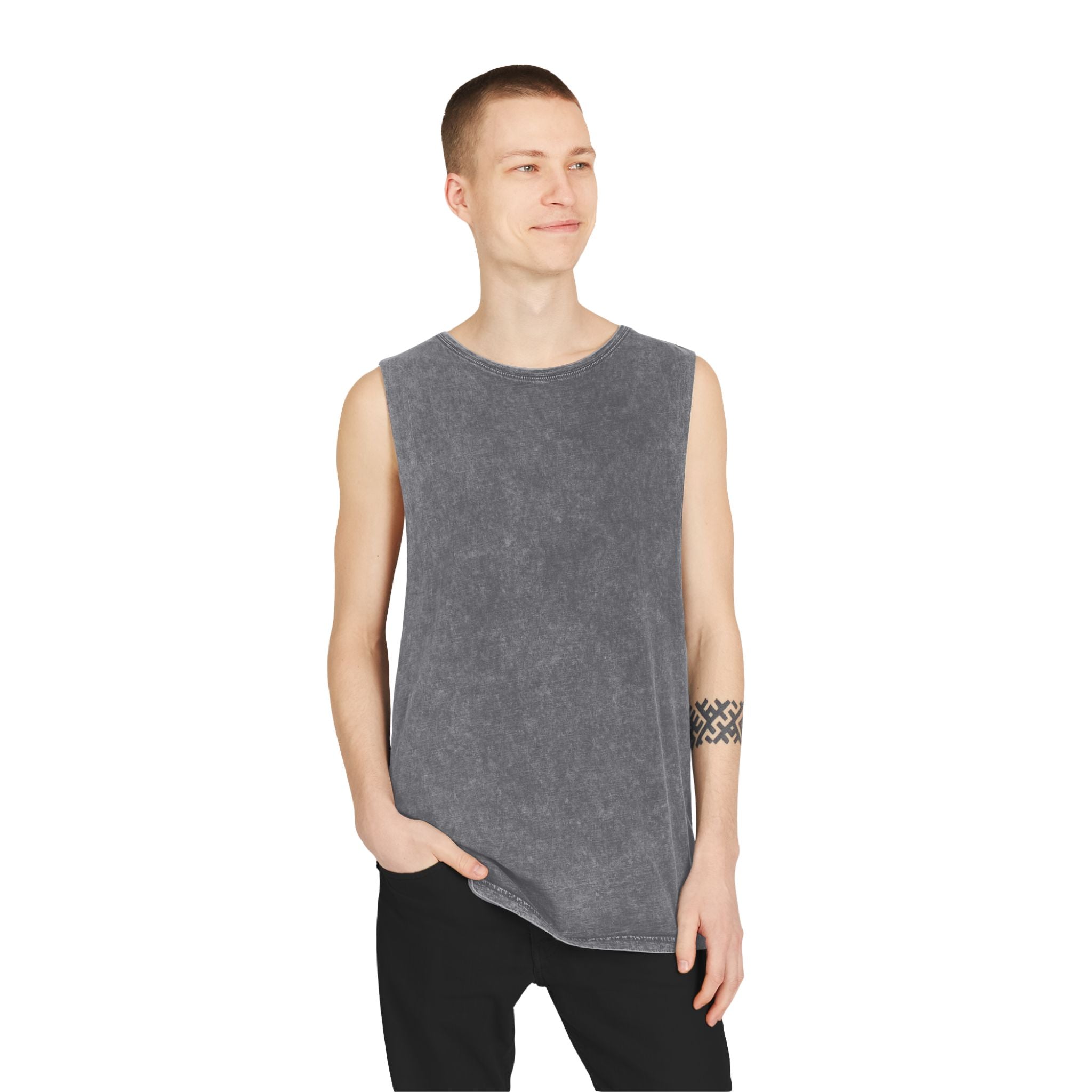 Summer Vibes Stonewash Tank Top — Retro Sunset Graphic Tank