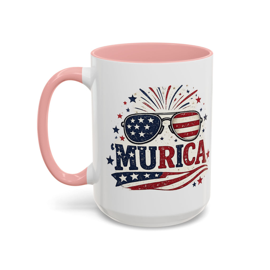 America Flag Accent Coffee Mug - Patriotic 11/15oz Tea Cup
