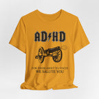 ADHD AC/DC Tee — "For Those About to Focus We Salute You" Graphic T-Shirt