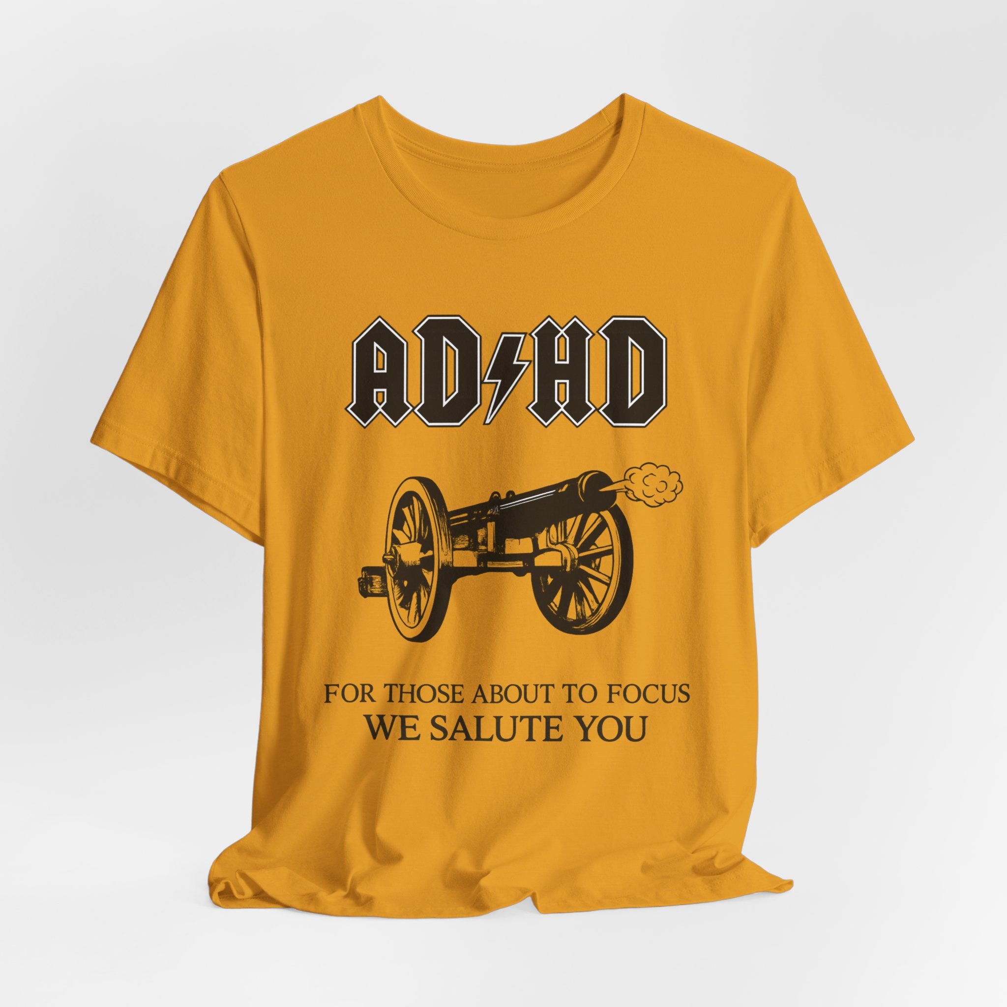 ADHD AC/DC Tee — "For Those About to Focus We Salute You" Graphic T-Shirt