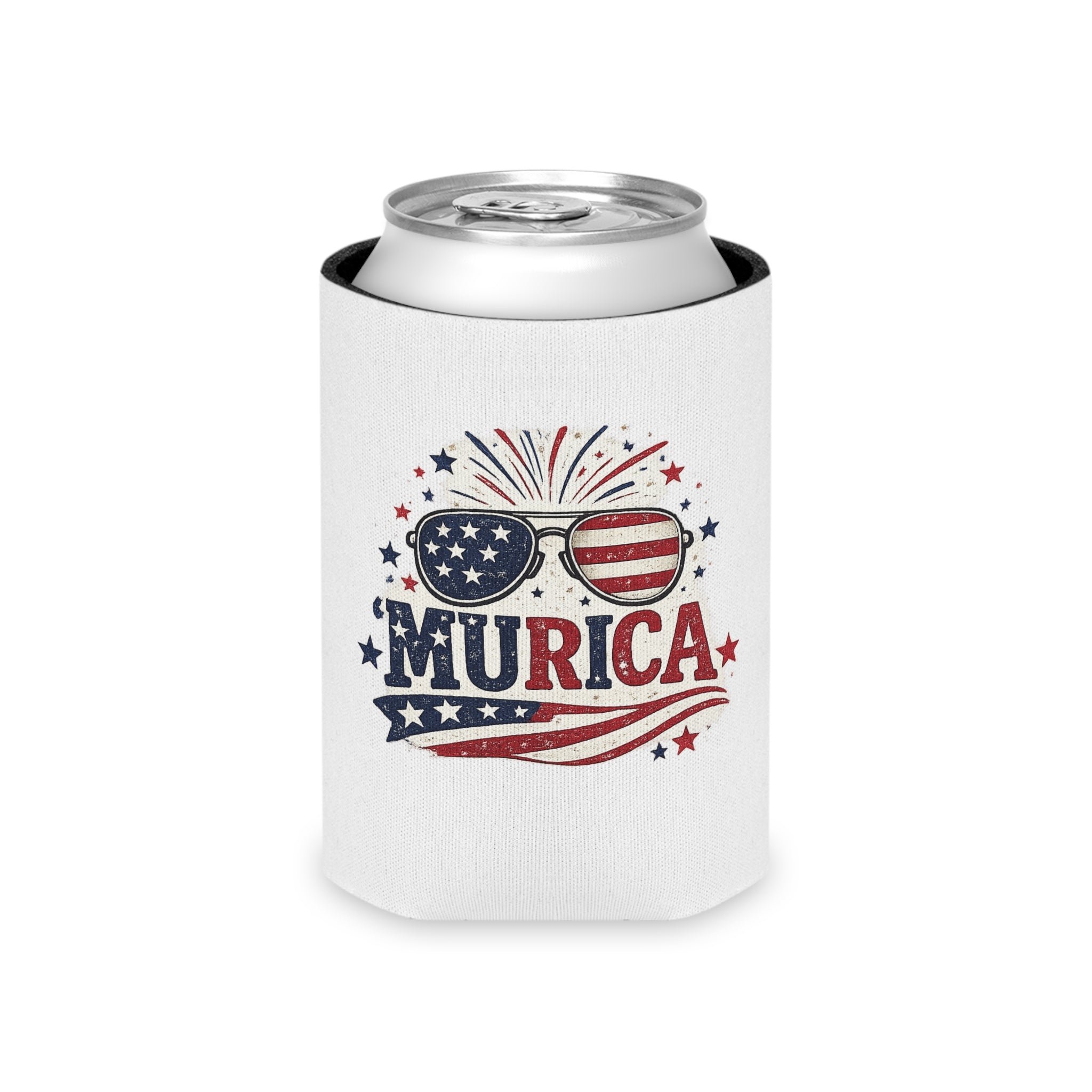 Can Cooler - ‘Murica American Flag Sunglasses Patriotic 4th of July Koozie