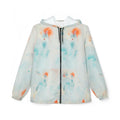 Pastel Tie-Dye Windbreaker Jacket — Lightweight Blue & Orange Printed Hooded Shell