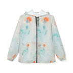 Pastel Tie-Dye Windbreaker Jacket — Lightweight Blue & Orange Printed Hooded Shell