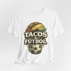 T-Shirt — Tacos & Fútbol Graphic Tee — Soccer Fan Mexican Food Mashup