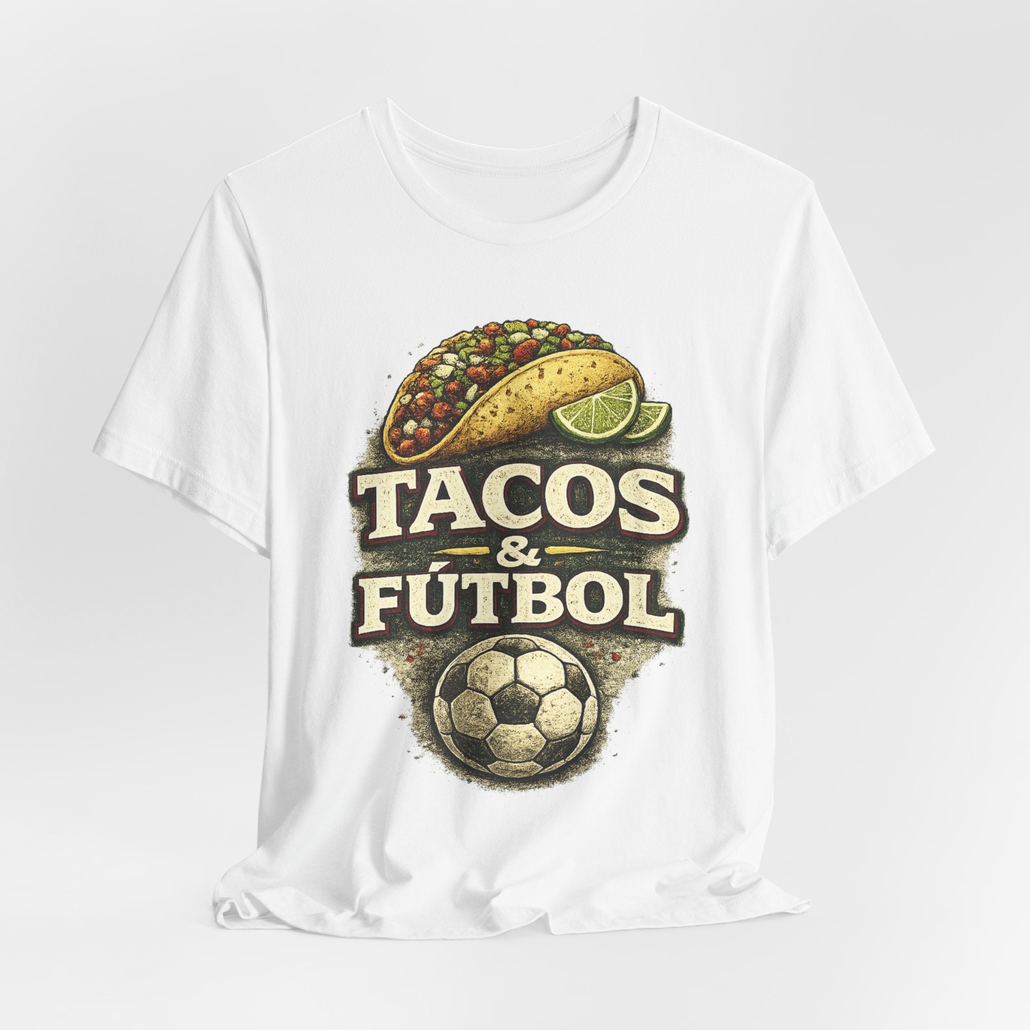 T-Shirt — Tacos & Fútbol Graphic Tee — Soccer Fan Mexican Food Mashup
