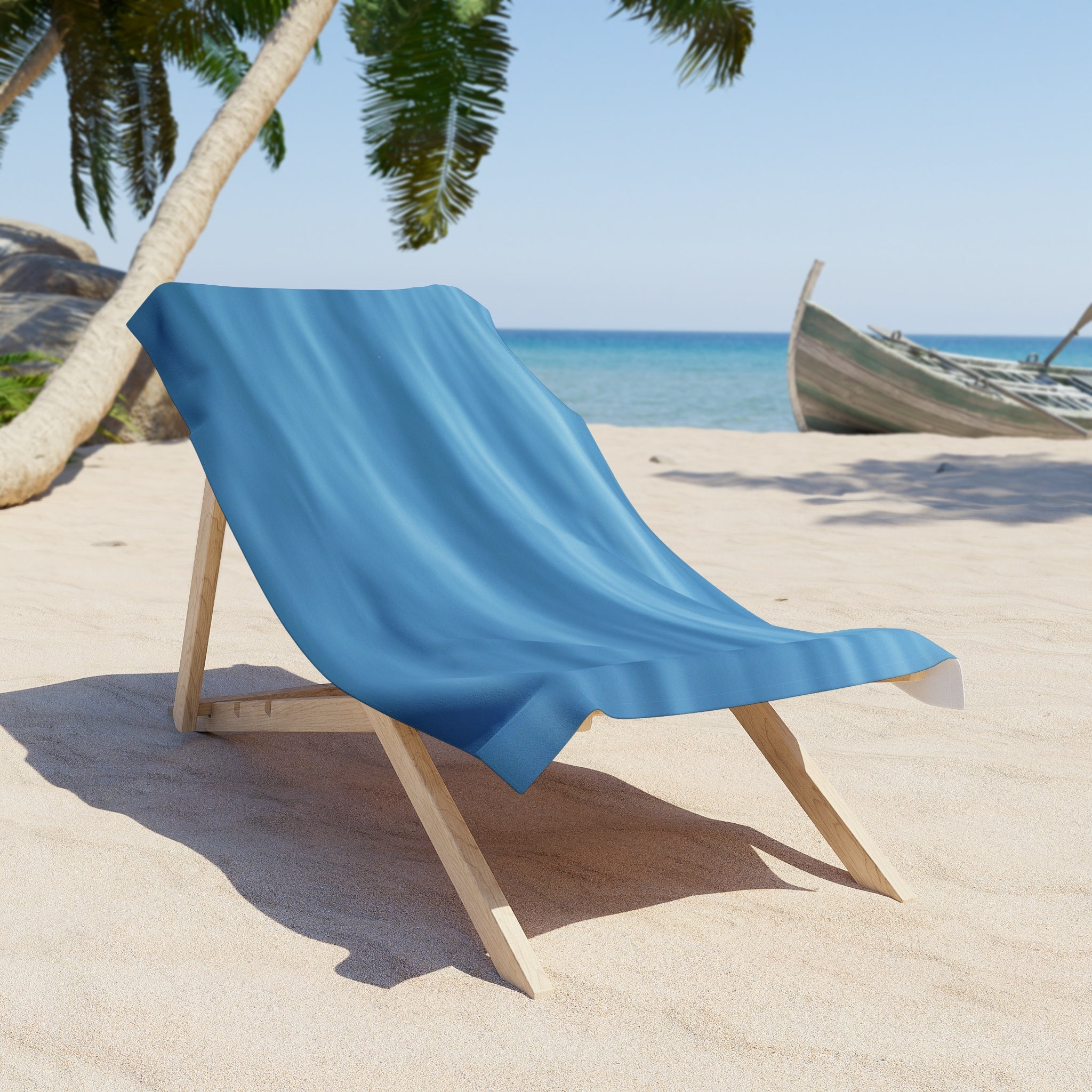 Ocean Blue Beach Towel — Soft Wavy Water Print
