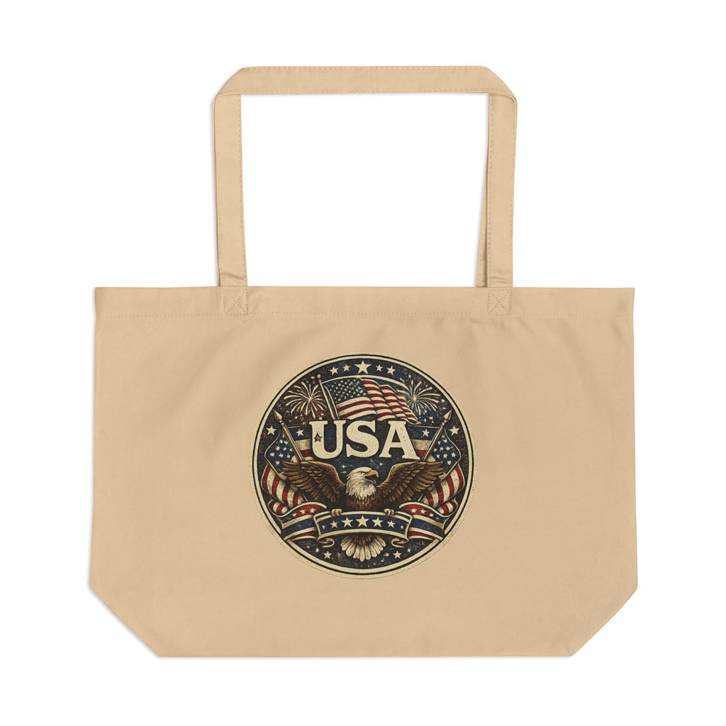 USA Eagle Canvas Tote Bag — Patriotic American Flag Market Tote