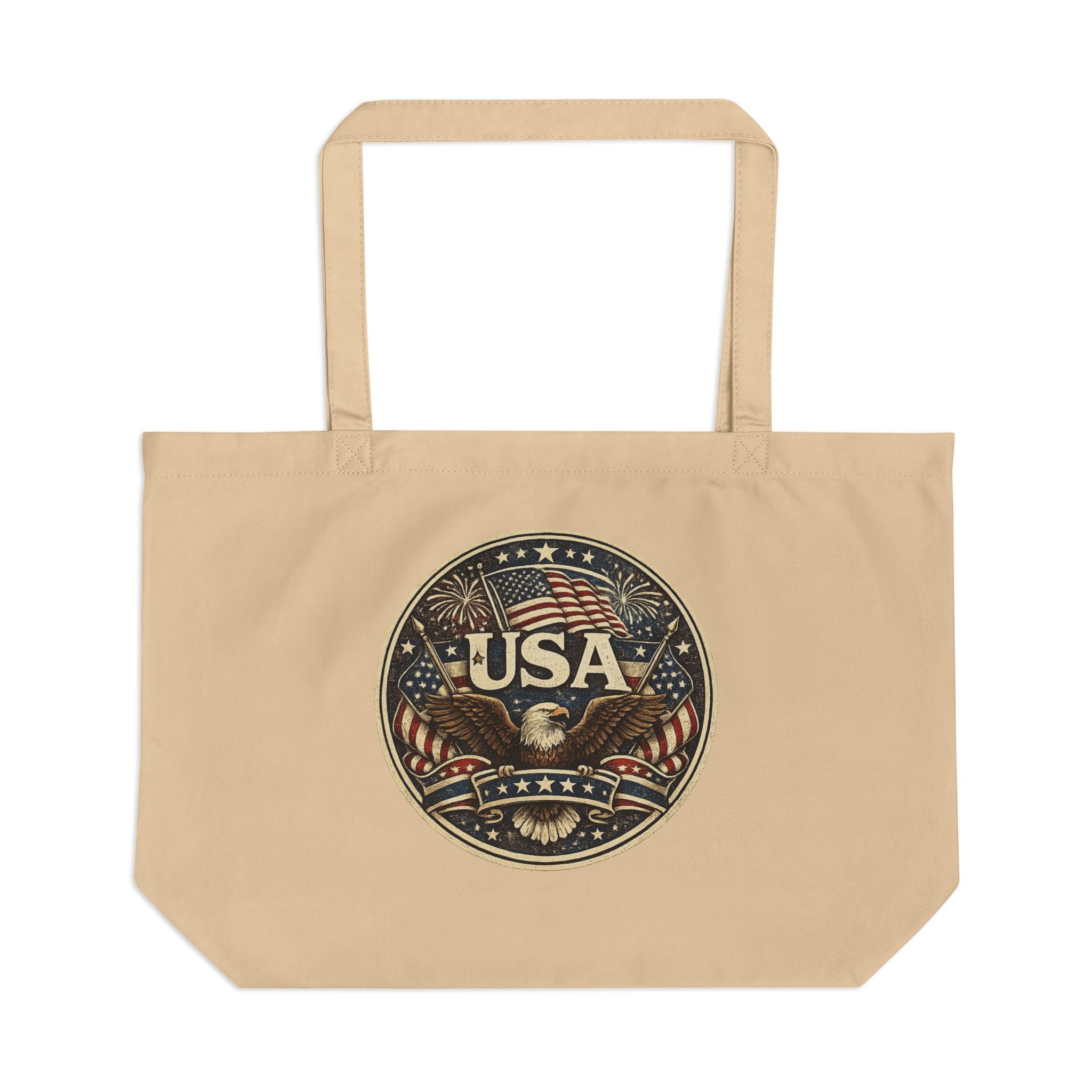 USA Eagle Canvas Tote Bag — Patriotic American Flag Market Tote