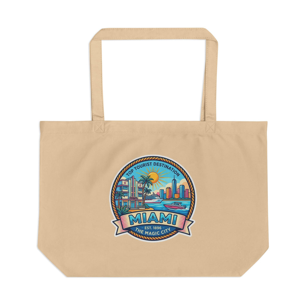 Miami Scenic Tote Bag — Vintage Beach City Graphic Eco Tote