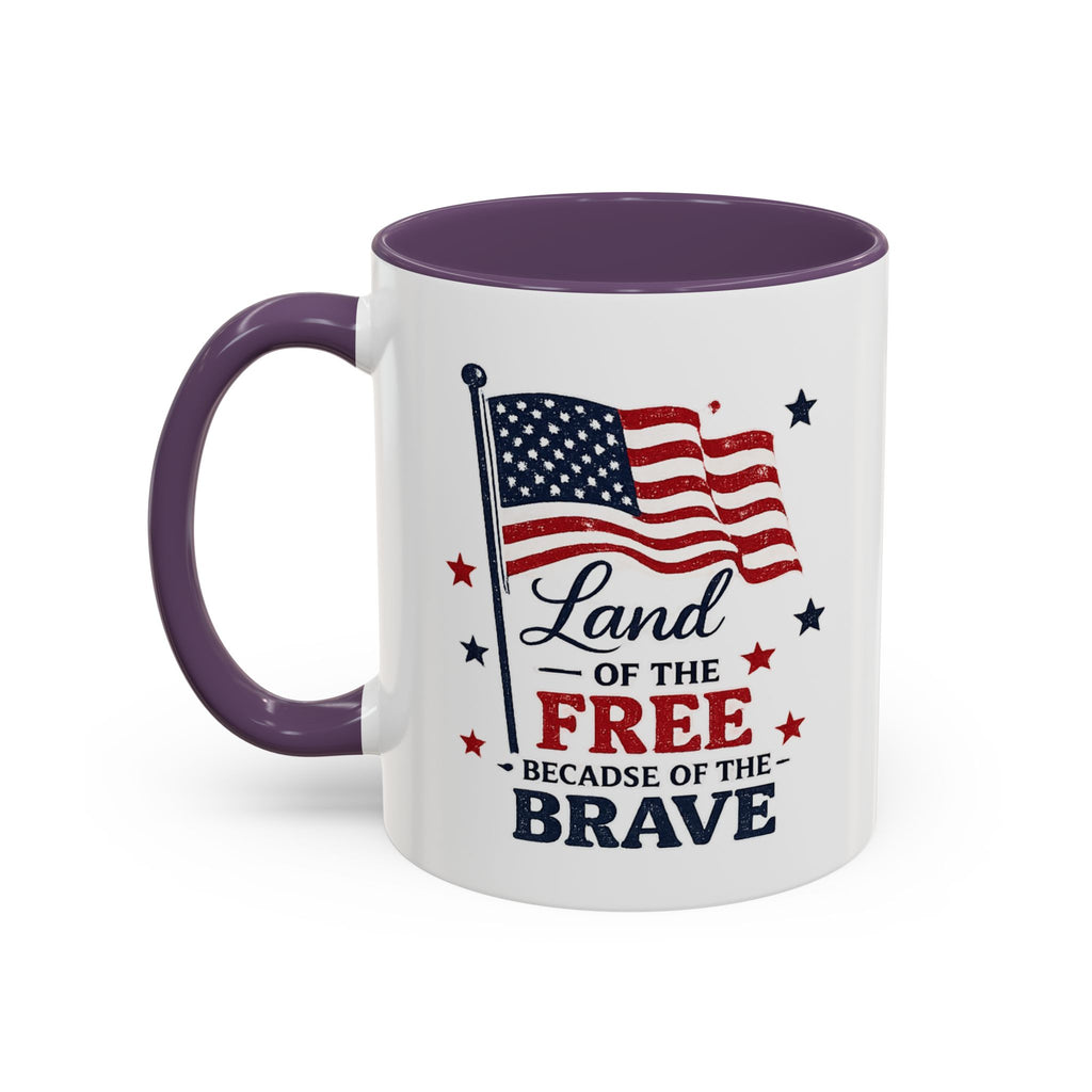 Patriotic Coffee Mug — "Land of the Free Because of the Brave" Accent Mug