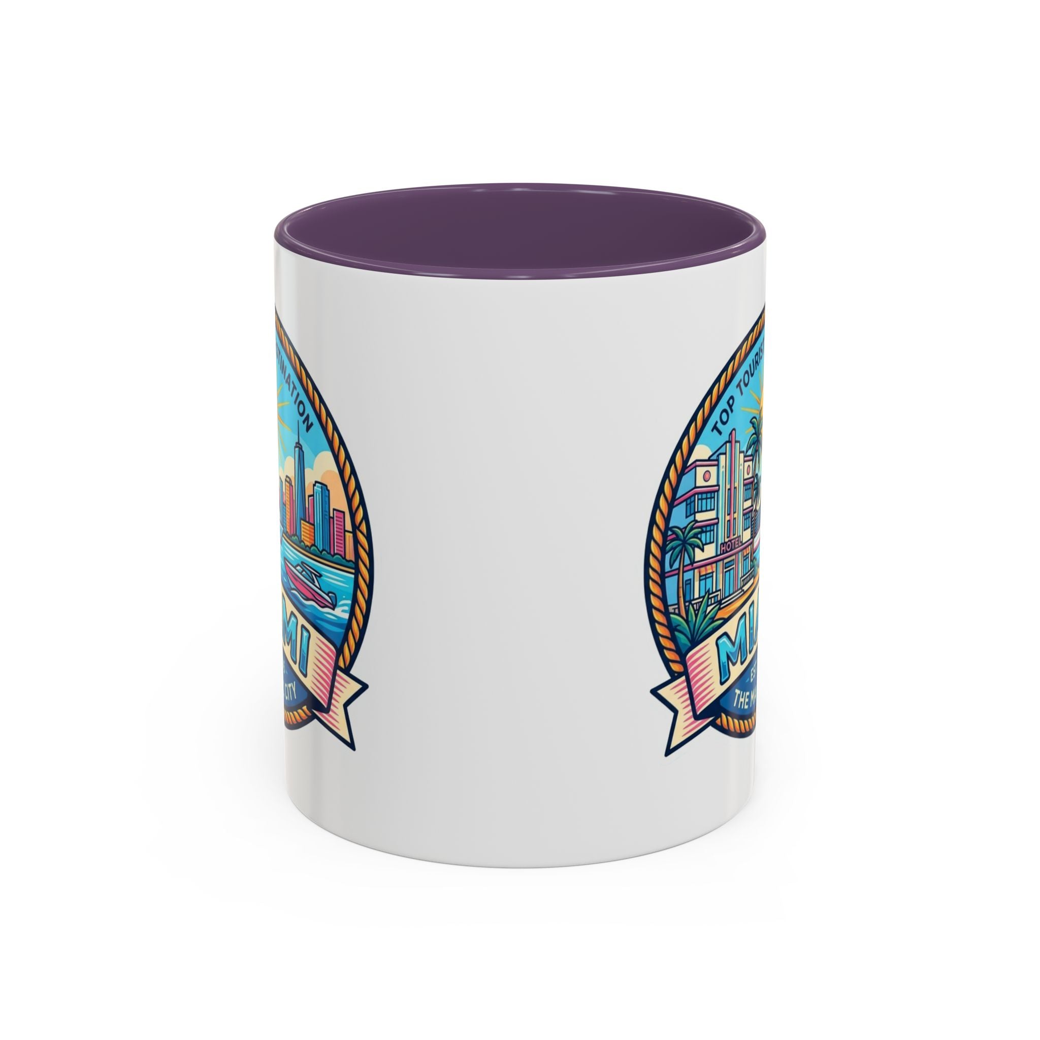 Miami Vintage Travel Accent Coffee Mug – 'Miami' Scenic Beach & Skyline Design (11/15oz)