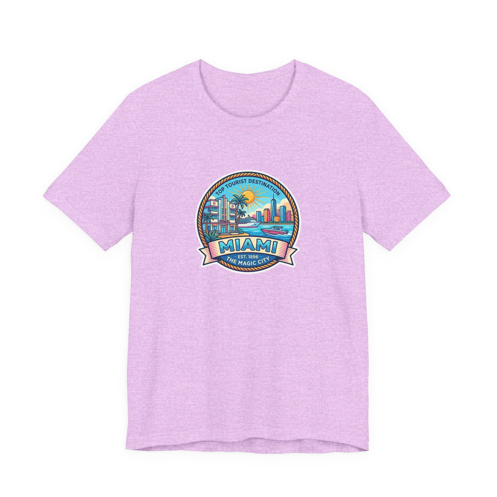 Miami Beach Vintage Logo Tee — Miami Skyline Sunset T‑Shirt