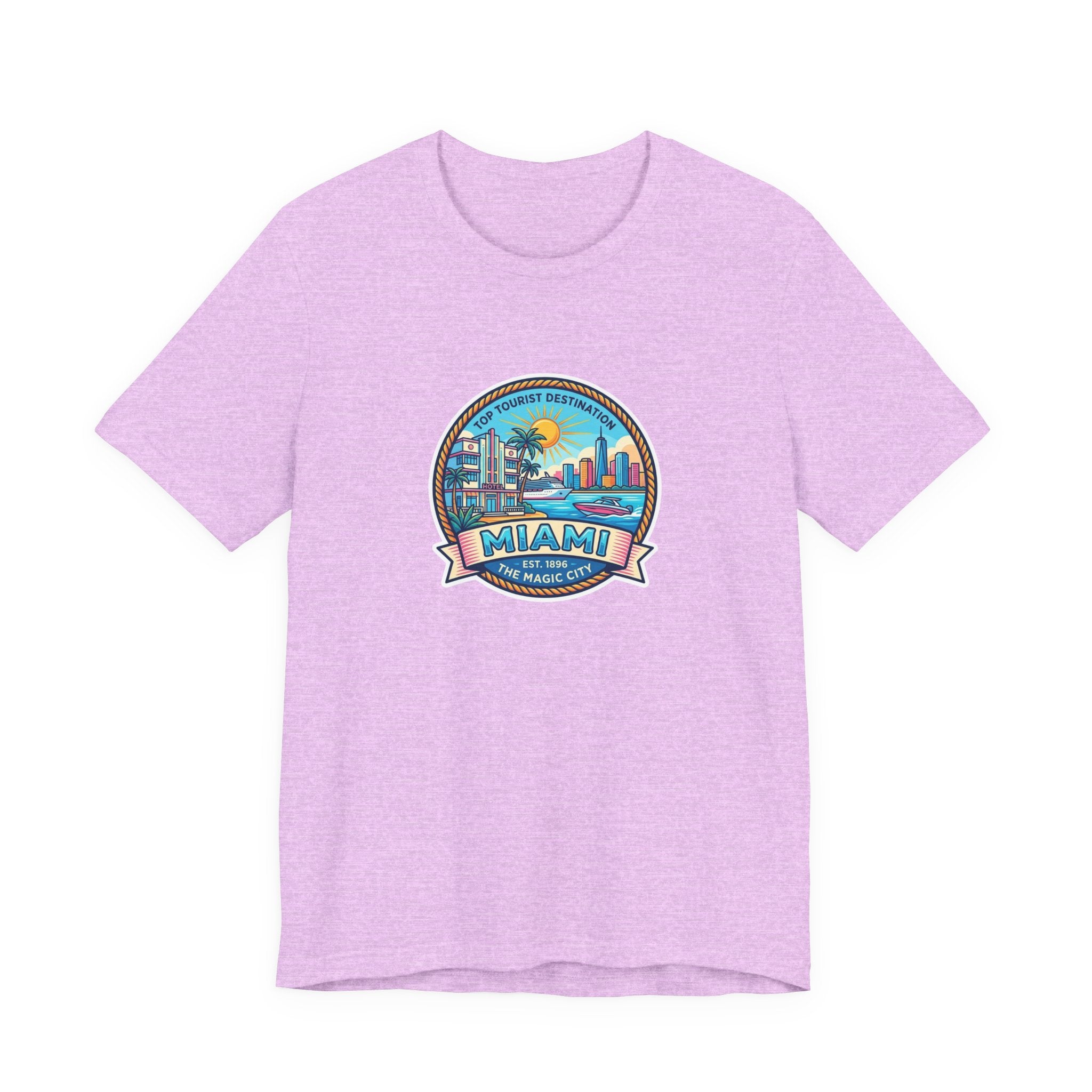 Miami Beach Vintage Logo Tee — Miami Skyline Sunset T‑Shirt