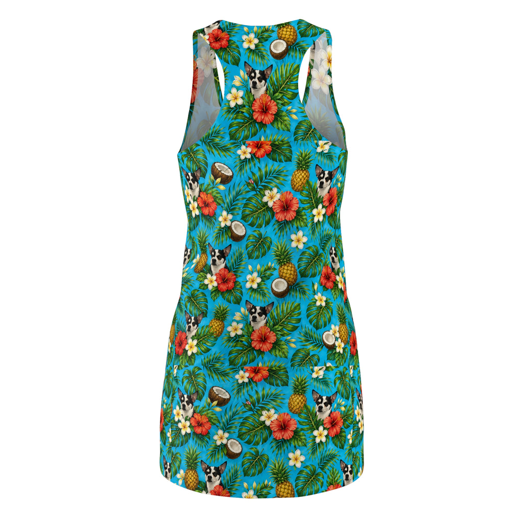 Tropical Chihuahua Racerback Dress — Floral Pineapple Coconut AOP
