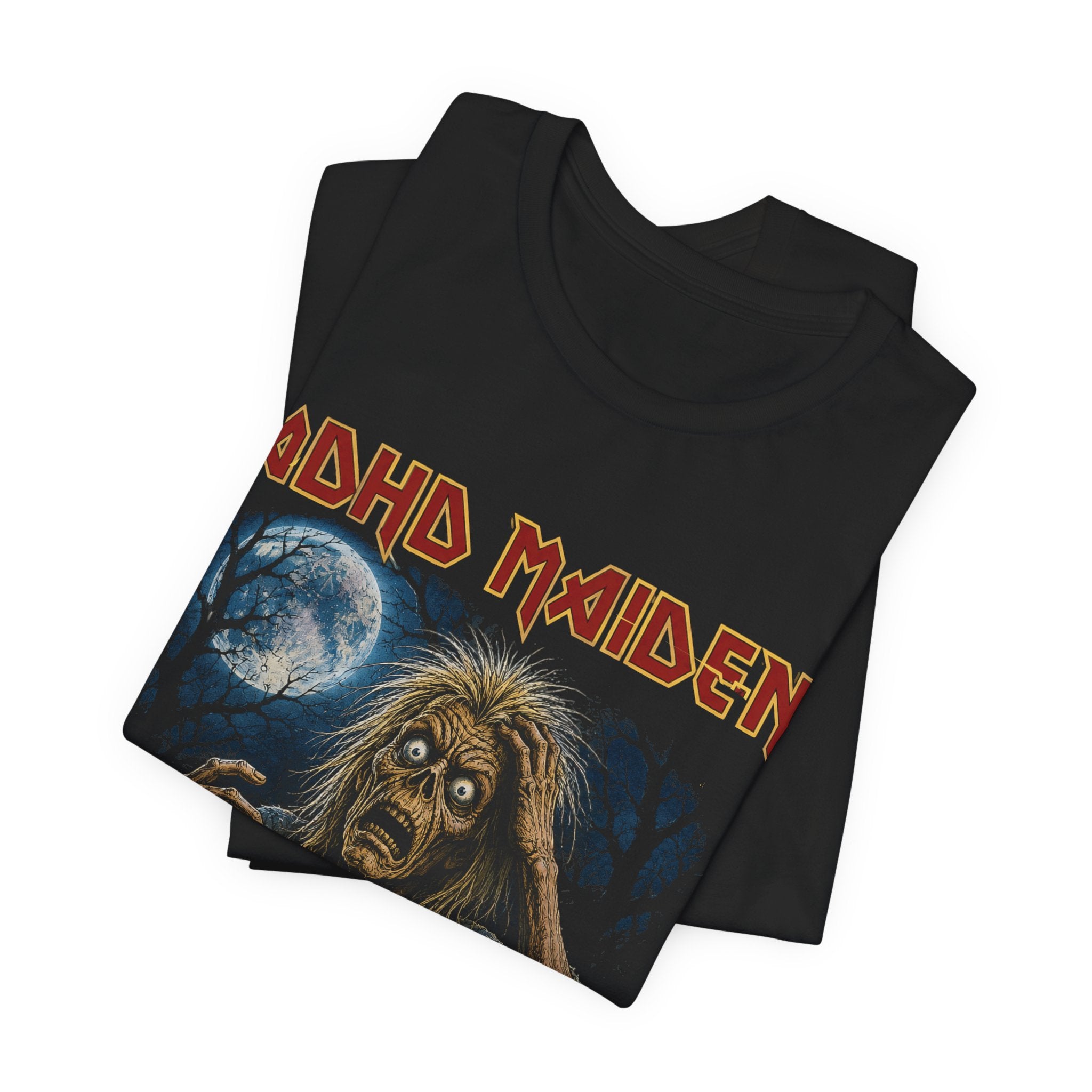 ADHD Maiden "Fear of the Task" Graphic Tee — Funny ADHD Iron Maiden Parody T-Shirt