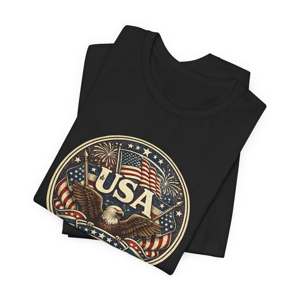 USA Eagle Vintage Patriotic T-Shirt — American Flag Graphic Tee