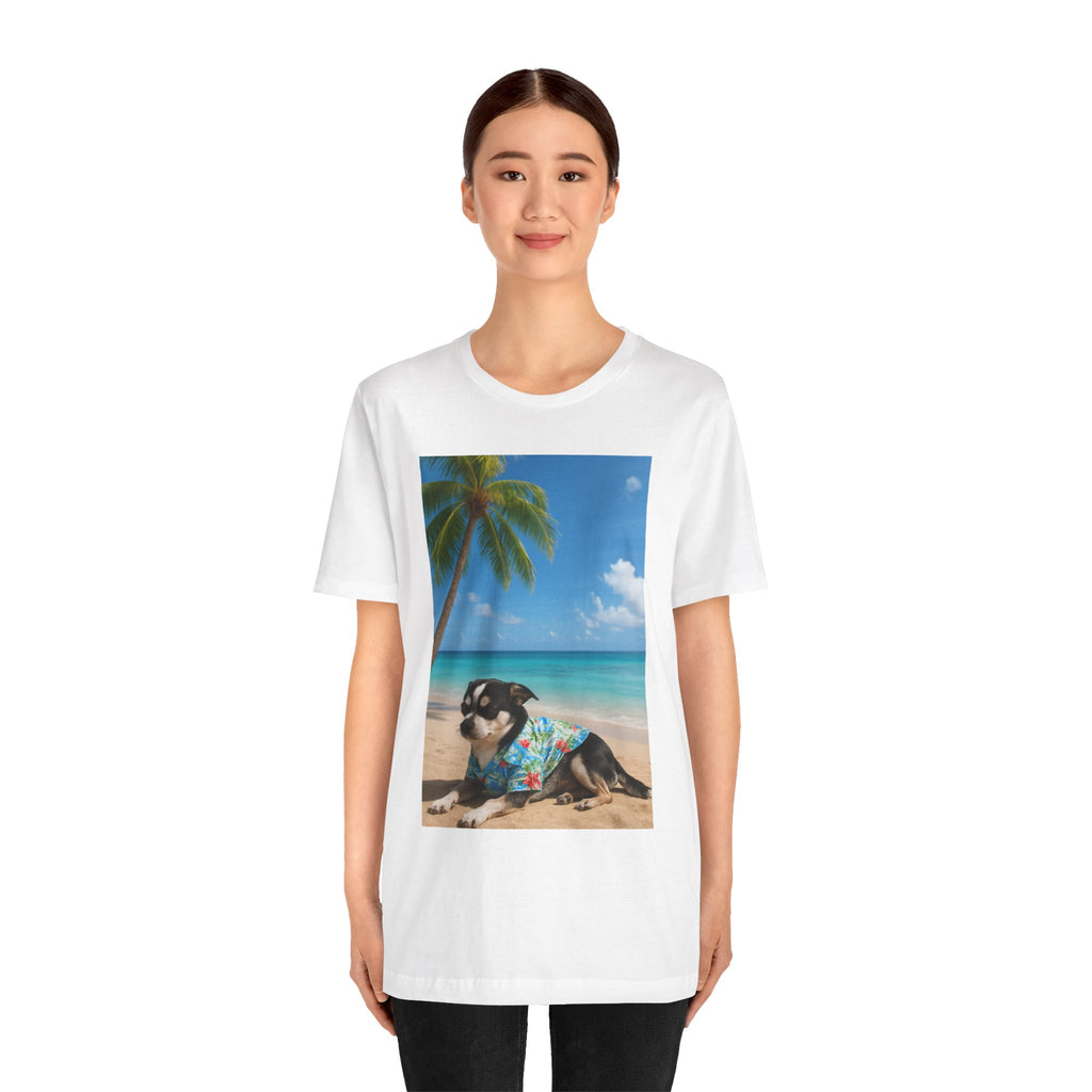 Beach Chihuahua Dog T-Shirt — Hawaiian Shirt Puppy on Tropical Shore