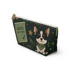 Dog Lover Notes Accessory Pouch — 'Trying My Best' T‑Bottom Makeup Bag