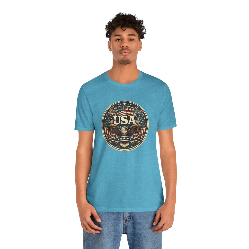 USA Eagle Vintage Patriotic T-Shirt — American Flag Graphic Tee