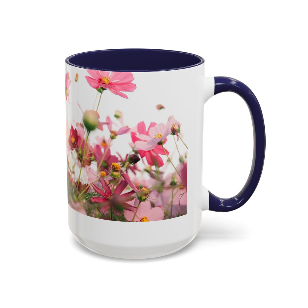 Floral Cosmos Accent Coffee Mug — Pink Wildflower Tea & Coffee Cup (11/15oz)