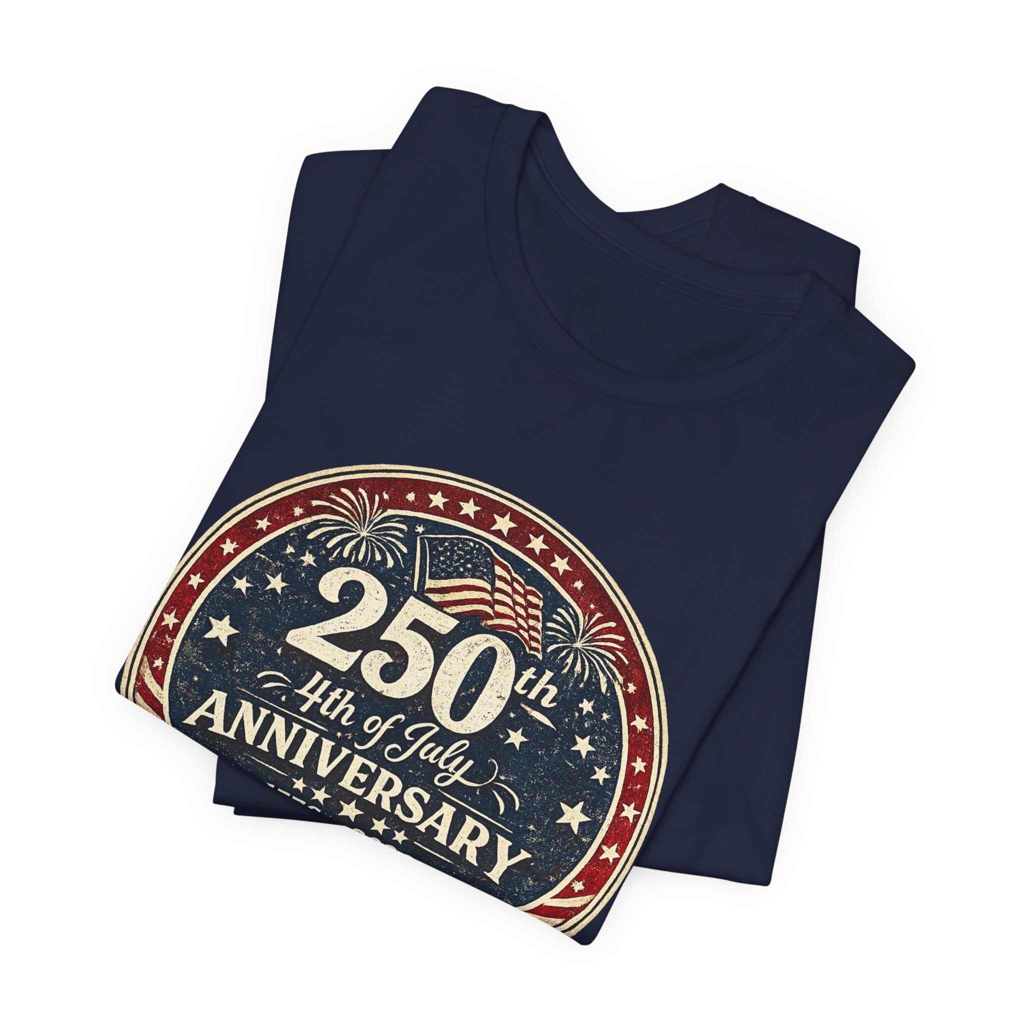 4th of July 250th Anniversary T-Shirt – Vintage American Flag Emblem (1776–2026)