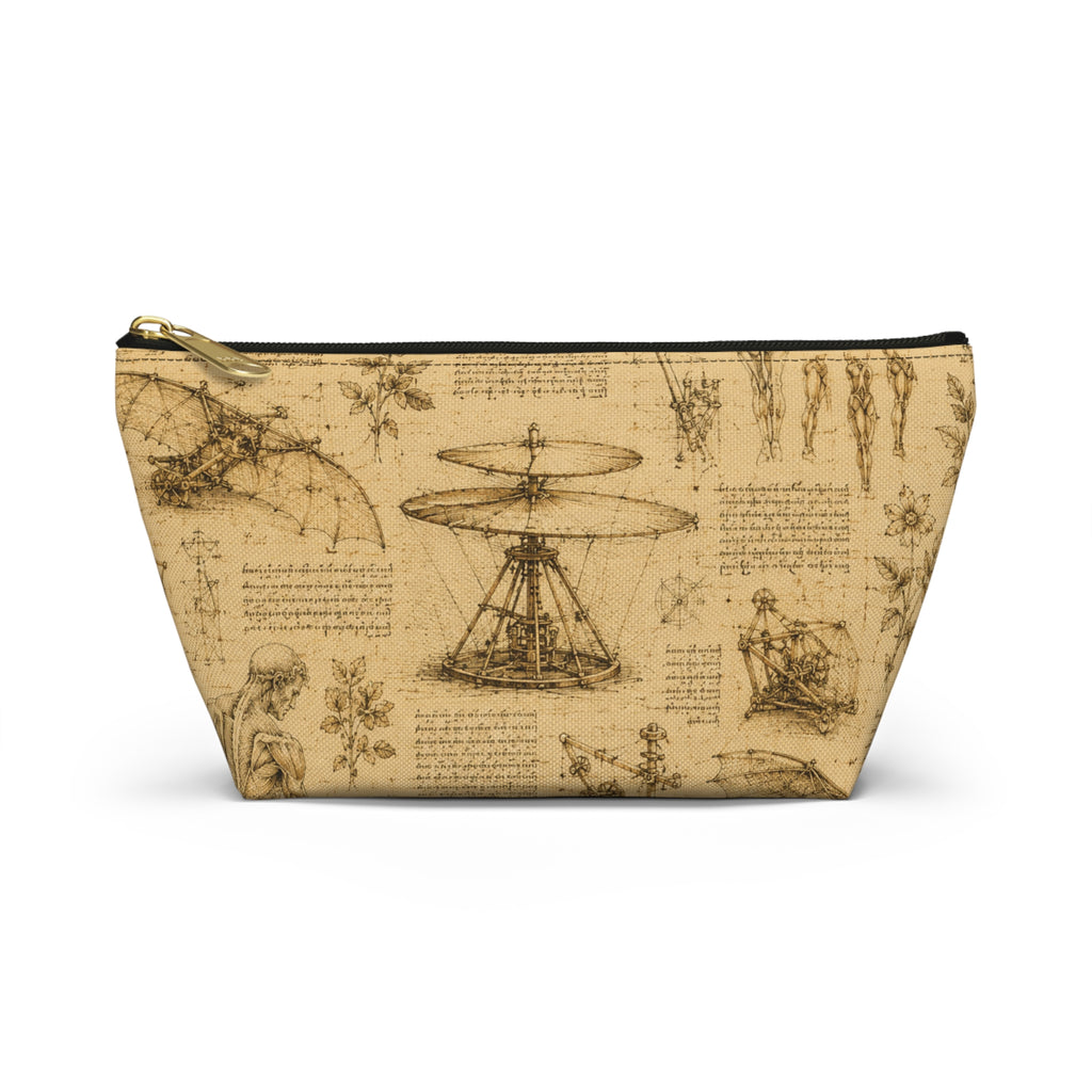 Leonardo Da Vinci  Sketch Accessory Pouch — Leonardo-Inspired T-Bottom Cosmetic Bag