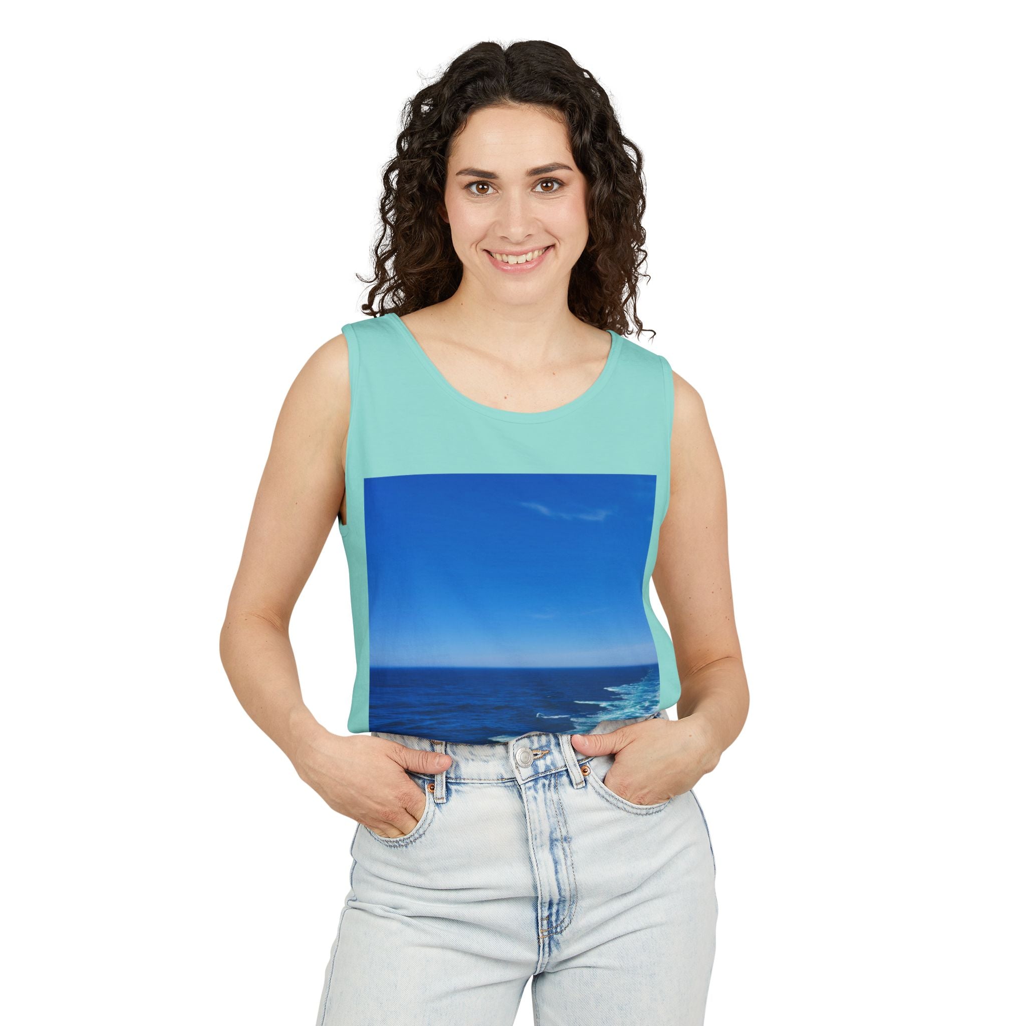 Ocean View Photo Tank Top — Coastal Beach Vibes Summer Tee
