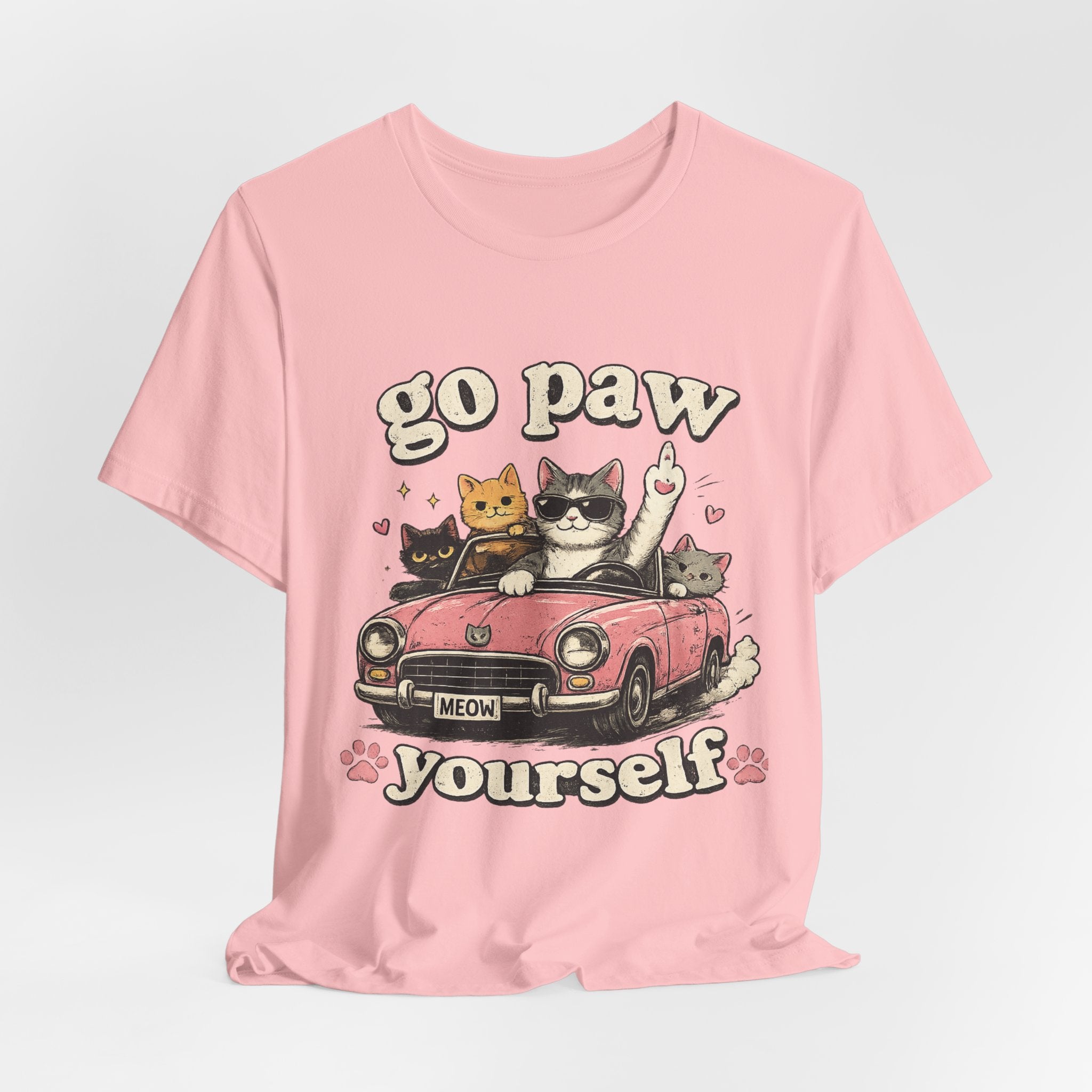 Go Paw Yourself Cat Tee – Cute Retro Cats in Convertible T‑Shirt