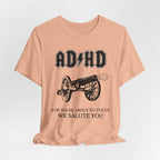 ADHD AC/DC Tee — "For Those About to Focus We Salute You" Graphic T-Shirt