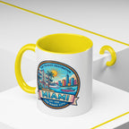 Miami Vintage Travel Accent Coffee Mug – 'Miami' Scenic Beach & Skyline Design (11/15oz)