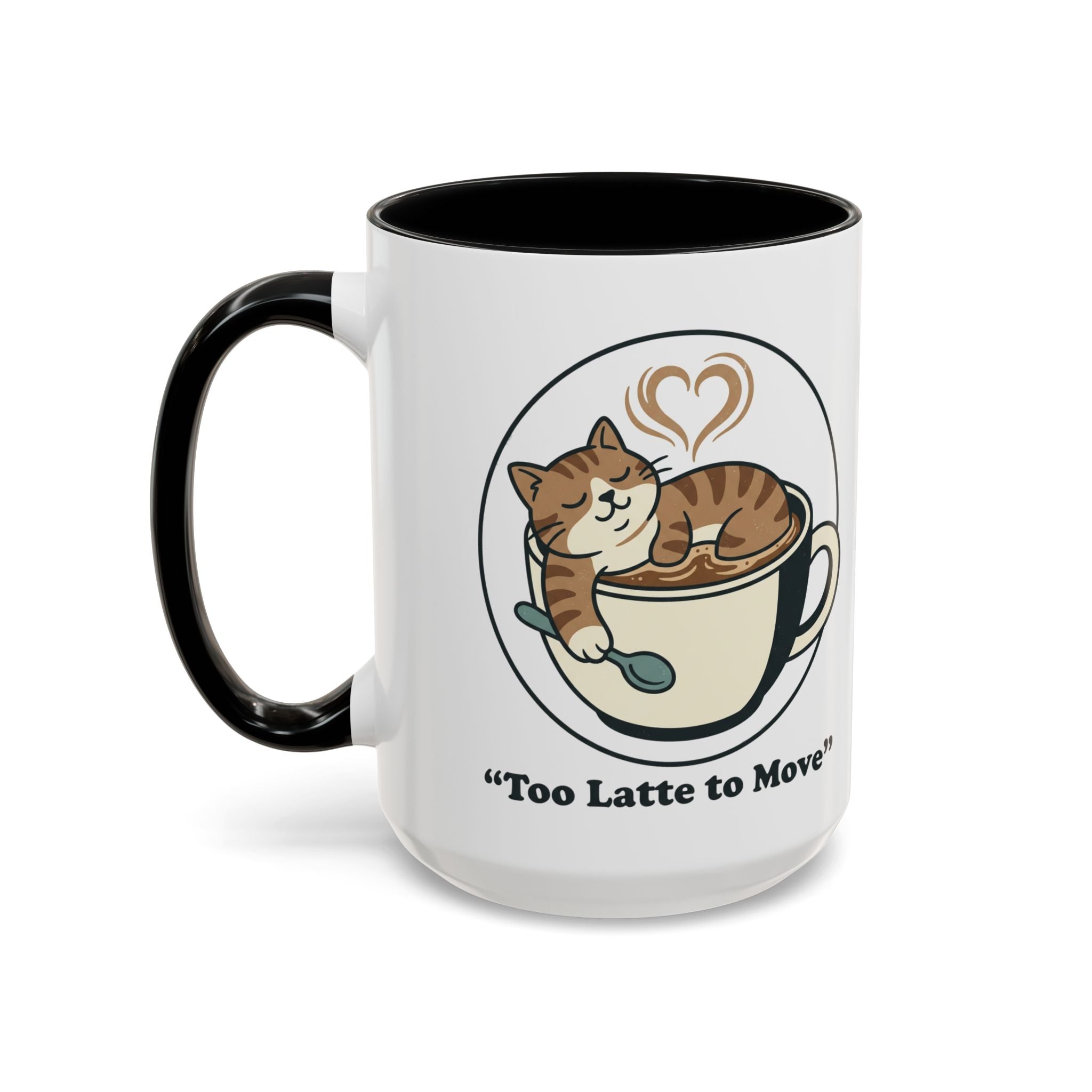 Latte Cat Coffee Mug – "Don't Wake Me, I'll Move" Cute Cat Latte Art Ceramic Accent Mug