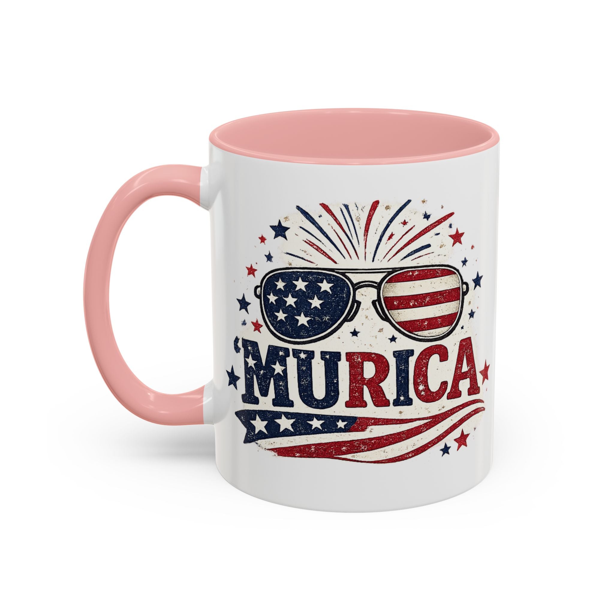 America Flag Accent Coffee Mug - Patriotic 11/15oz Tea Cup