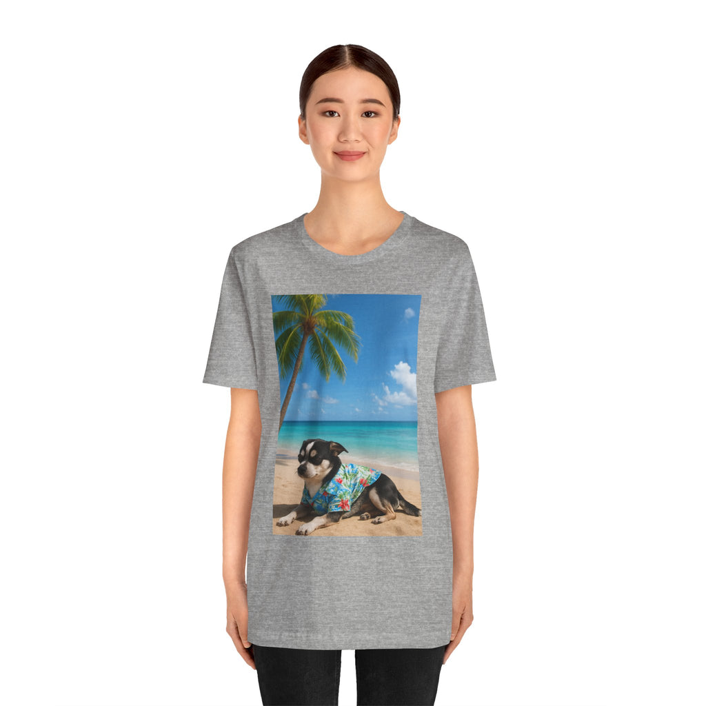 Beach Chihuahua Dog T-Shirt — Hawaiian Shirt Puppy on Tropical Shore