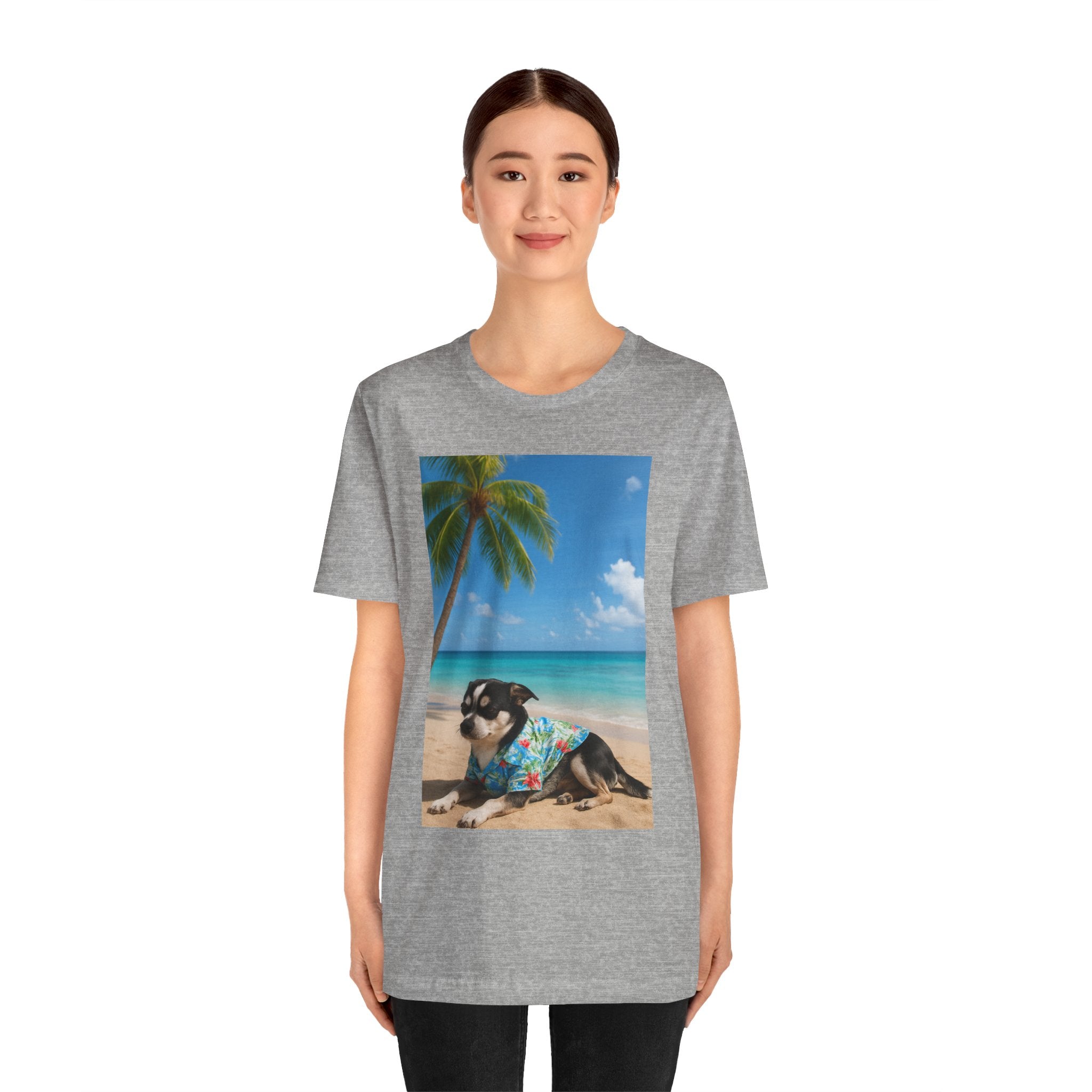 Beach Chihuahua Dog T-Shirt — Hawaiian Shirt Puppy on Tropical Shore