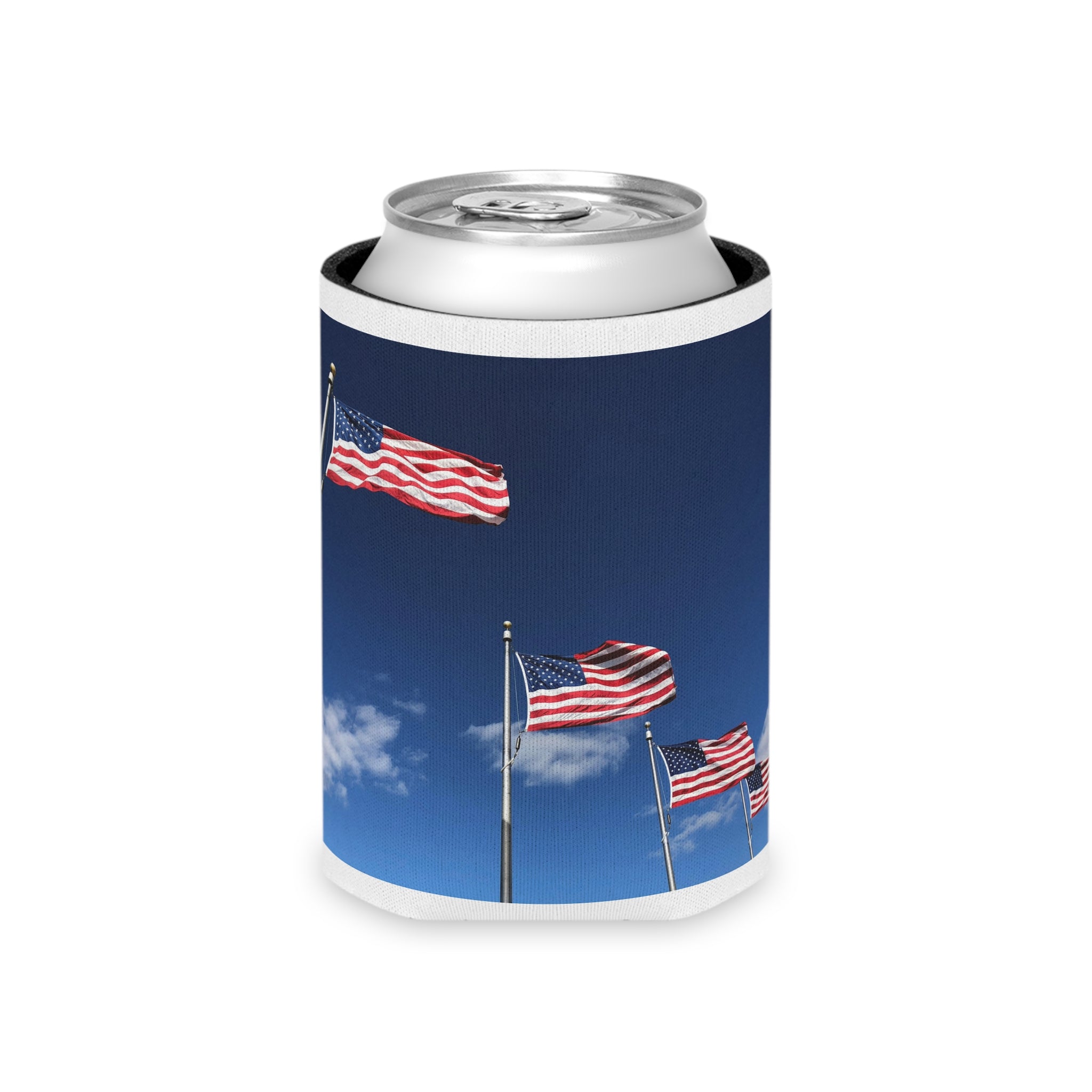 Patriotic American Flag Can Cooler – USA Stars & Stripes Beverage Koozie for 4th of July, Memorial Day, Veterans Day