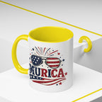 America Flag Accent Coffee Mug - Patriotic 11/15oz Tea Cup