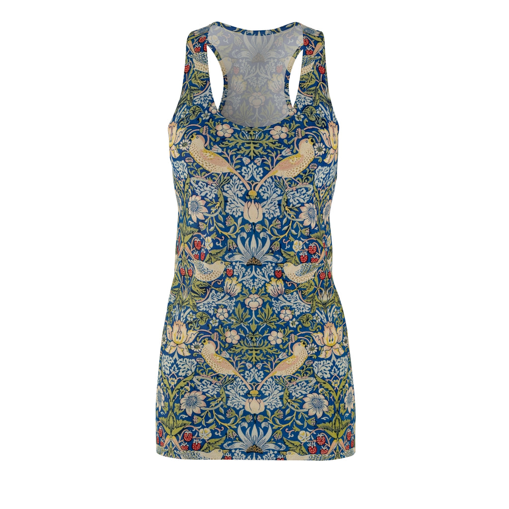 Floral Bird Pattern Racerback Dress — Vintage William Morris Style